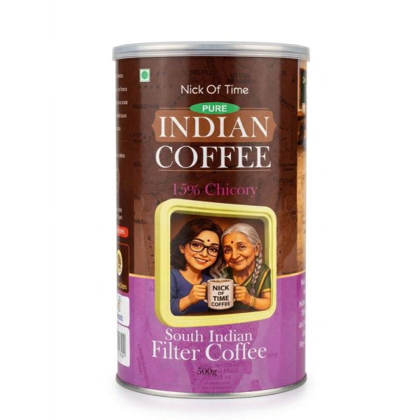 Nick of Time South Indian Filter Coffee (85% Coffee, 15% Chicory) | Arabica AA Grade Dark Roast | Enjoyed Across 14 Countries for 10+ Years | (500g|17.63 oz)