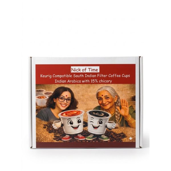 Nick of Time South Indian Chicory Blend Coffee K-Cup Pods | Single Serve |100% Arabica AA Grade Dark Roast | Enjoyed Across 14 Countries for 10+ Years | 40 Count